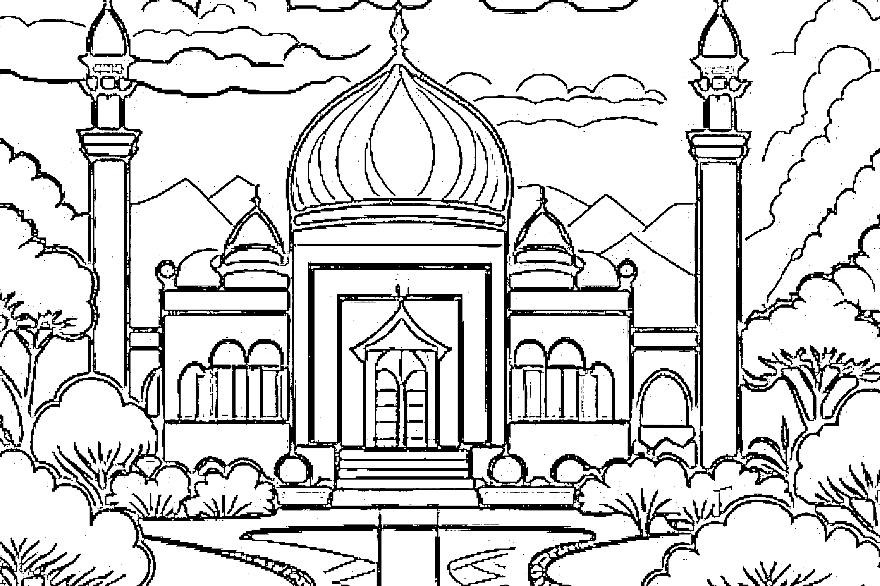 gambar pemandangan alam dan masjid